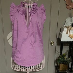 New York & Company Purple Ruffle Blouse